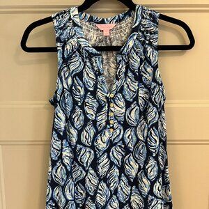 Lilly Pulitzer Essie Tank size XS Navy Seashell print